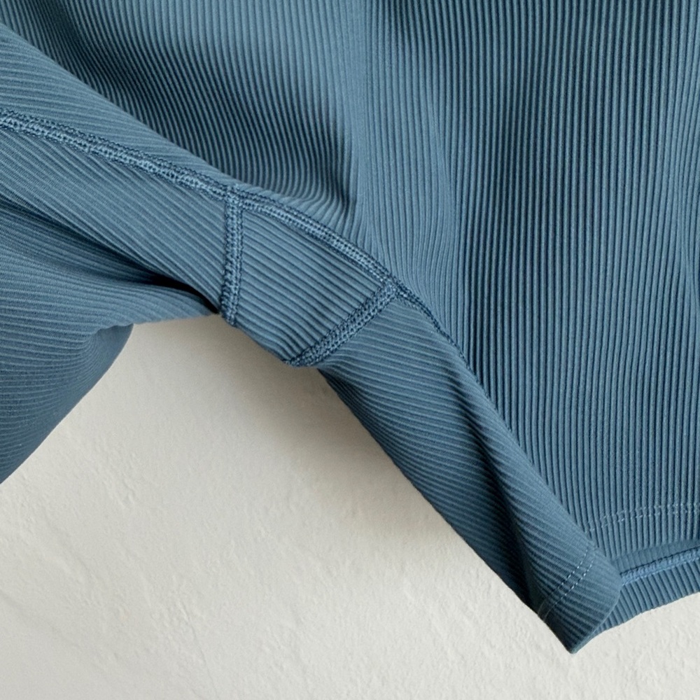 Blue Ribbed Bike Shorts - Picture 5 of 5